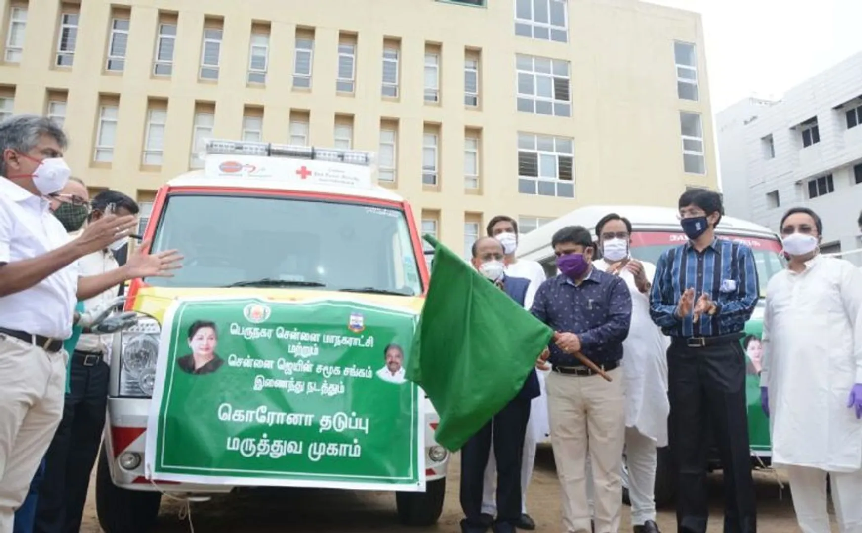 Jain mission college buses are converted as mobile corona testing vehicles